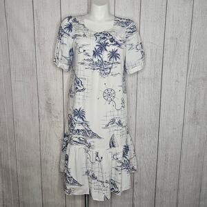 VTG Royal Creations Hawaii Map Island Print MuMu Midi Dress, size Large